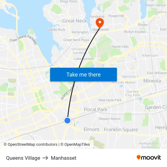 Queens Village to Manhasset map