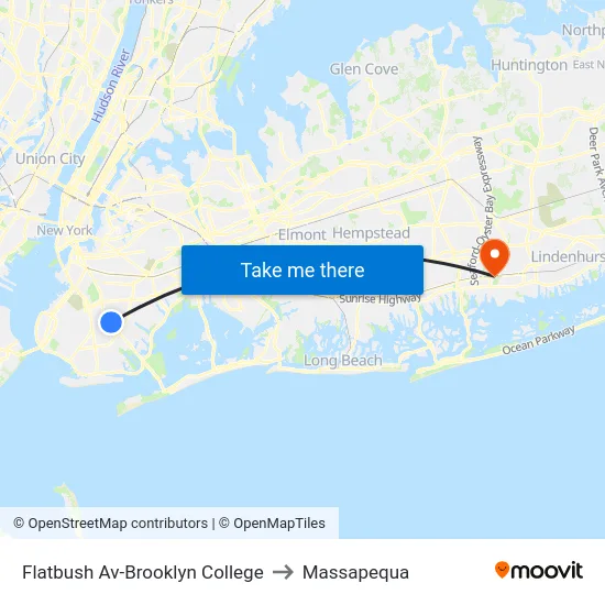 Flatbush Av-Brooklyn College to Massapequa map