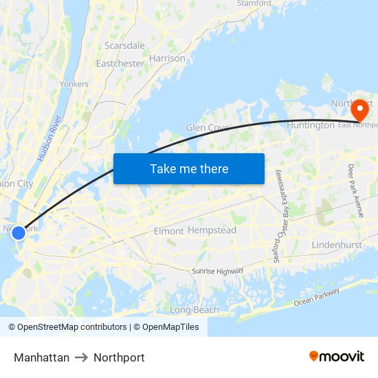 Manhattan to Northport map