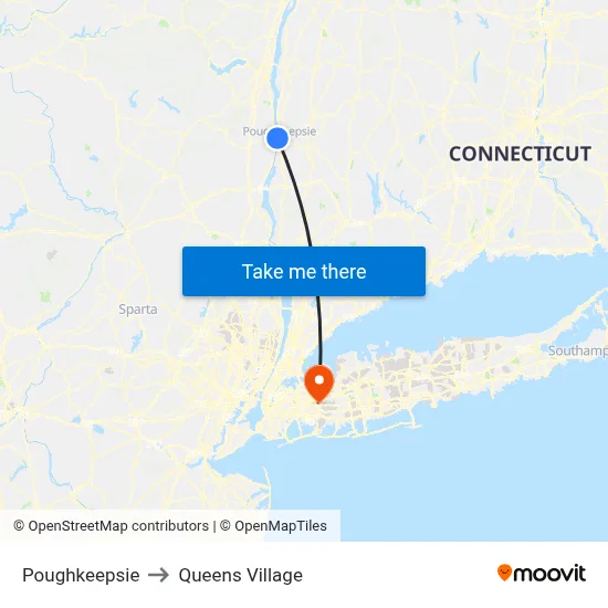 Poughkeepsie to Queens Village map