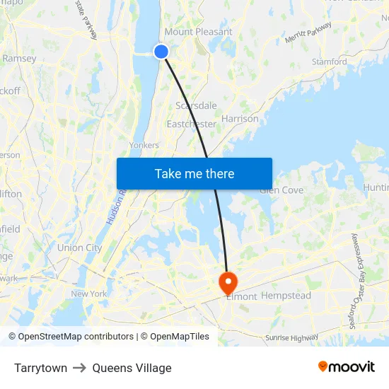 Tarrytown to Queens Village map