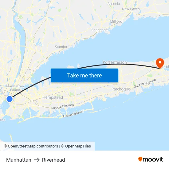 Manhattan to Riverhead map