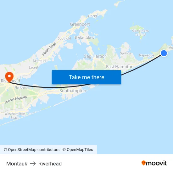 Montauk to Riverhead map