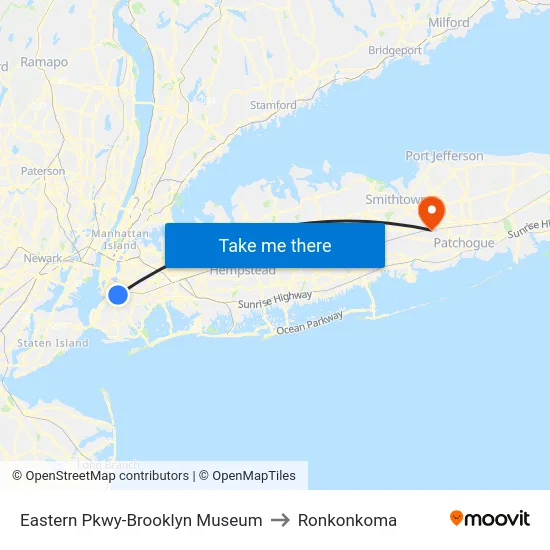 Eastern Pkwy-Brooklyn Museum to Ronkonkoma map