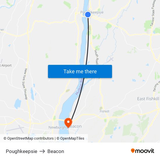 Poughkeepsie to Beacon map