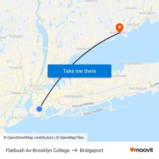 Flatbush Av-Brooklyn College to Bridgeport map