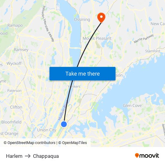 Harlem to Chappaqua map