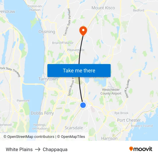White Plains to Chappaqua map