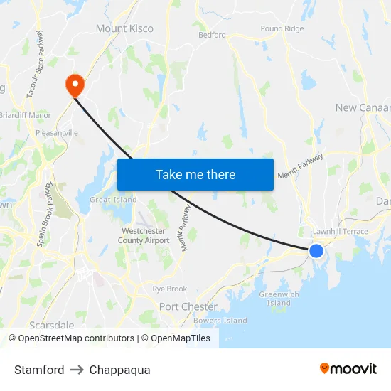 Stamford to Chappaqua map