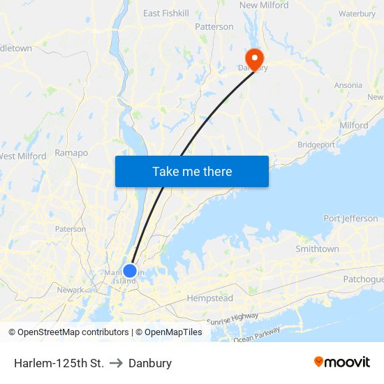 Harlem-125th St. to Danbury map