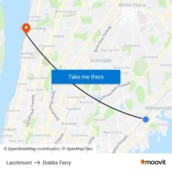 Larchmont to Dobbs Ferry map