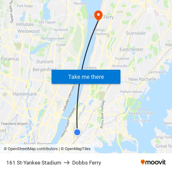 161 St-Yankee Stadium to Dobbs Ferry map