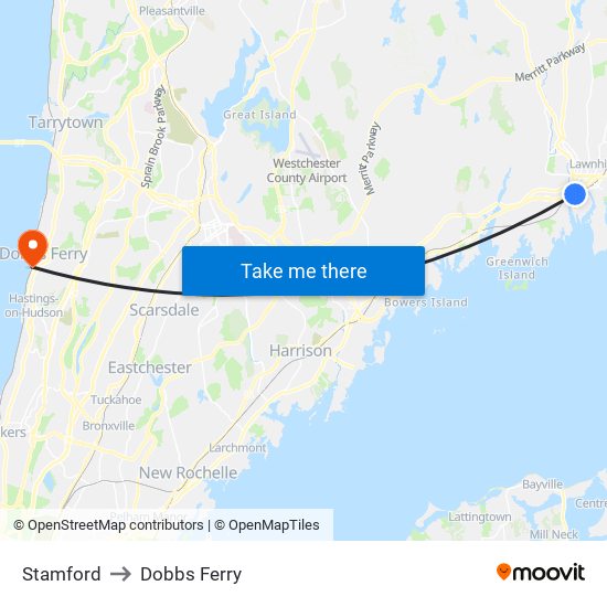 Stamford to Dobbs Ferry map