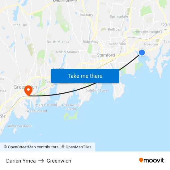Darien Ymca to Greenwich map