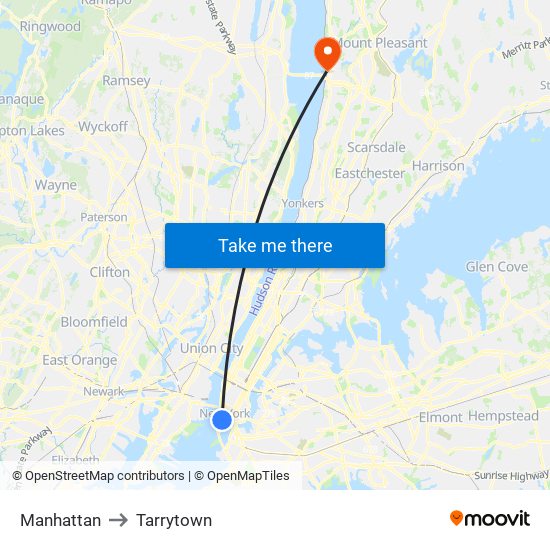 Manhattan to Tarrytown map