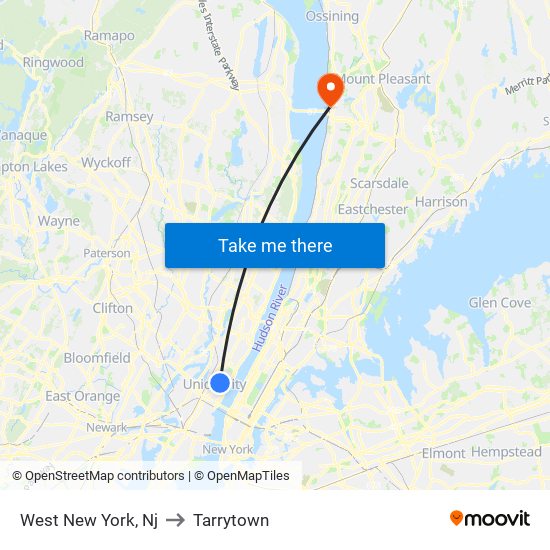 West New York, Nj to Tarrytown map