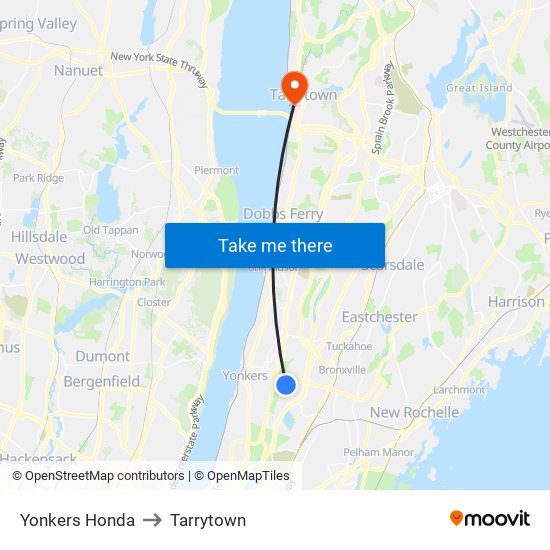 Yonkers Honda to Tarrytown map