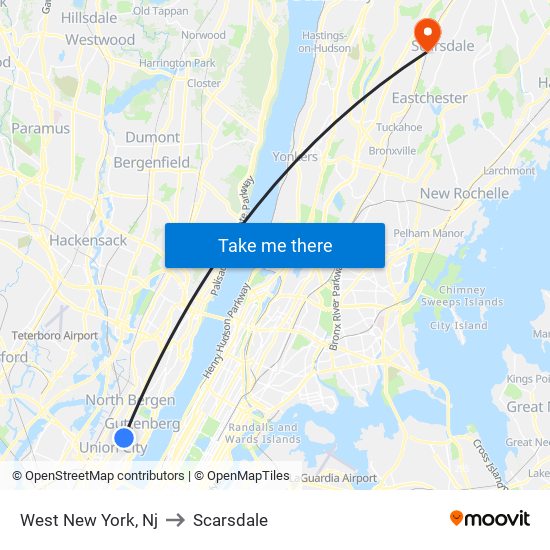 West New York, Nj to Scarsdale map