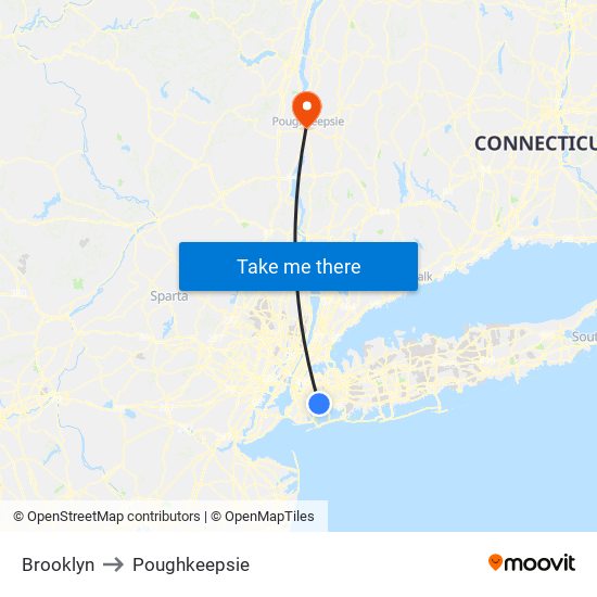 Brooklyn to Poughkeepsie map