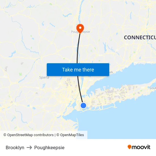 Brooklyn to Poughkeepsie map