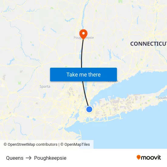 Queens to Poughkeepsie map