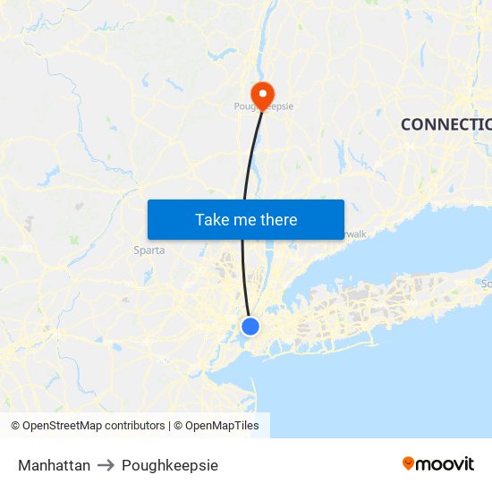 Manhattan to Poughkeepsie map