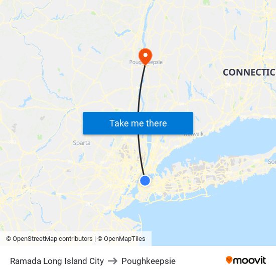 Ramada Long Island City to Poughkeepsie map