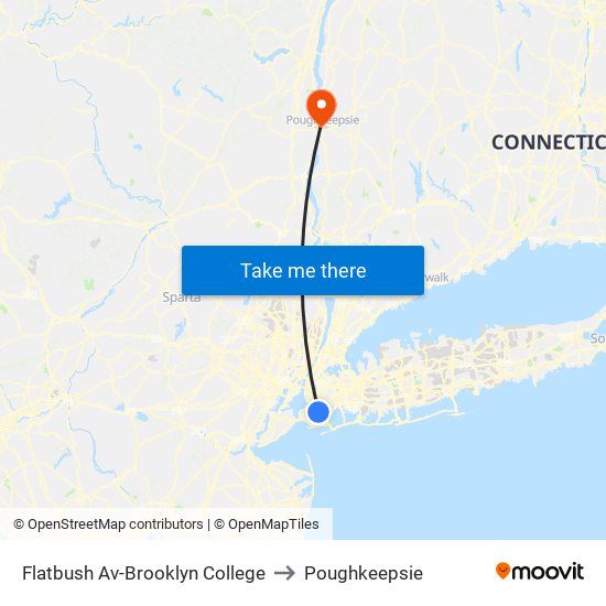 Flatbush Av-Brooklyn College to Poughkeepsie map