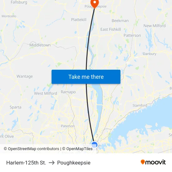 Harlem-125th St. to Poughkeepsie map