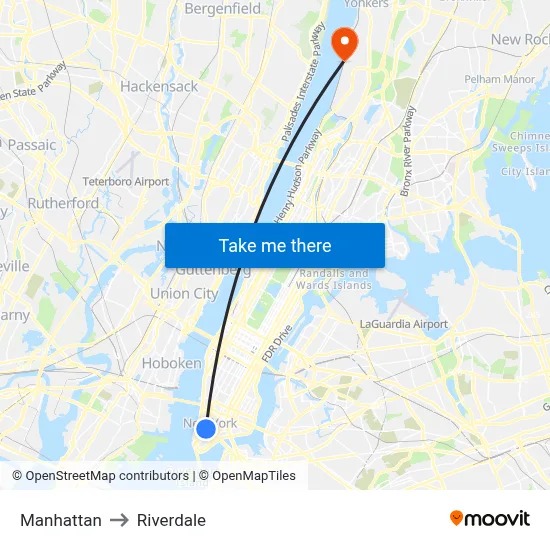 Manhattan to Riverdale map