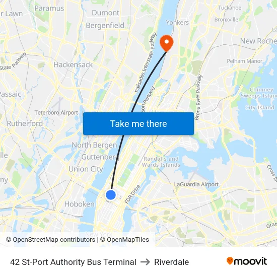 42 St-Port Authority Bus Terminal to Riverdale map