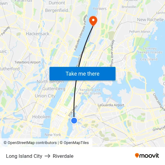 Long Island City to Riverdale map