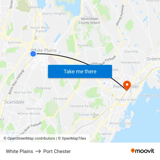 White Plains to Port Chester map