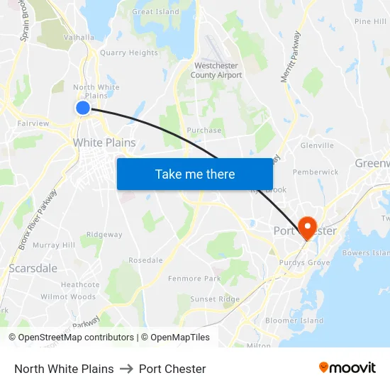 North White Plains to Port Chester map