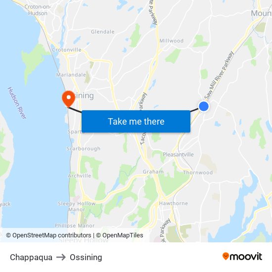 Chappaqua to Ossining map