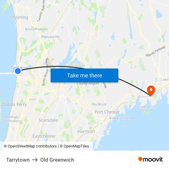 Tarrytown to Old Greenwich map