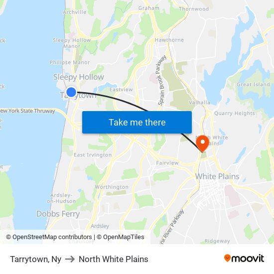 Tarrytown, Ny to North White Plains map