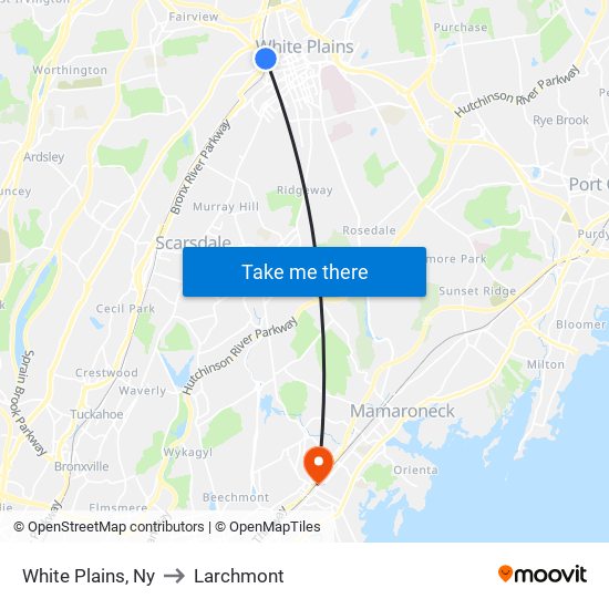 White Plains, Ny to Larchmont map