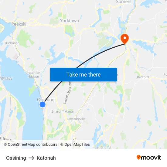 Ossining to Katonah map