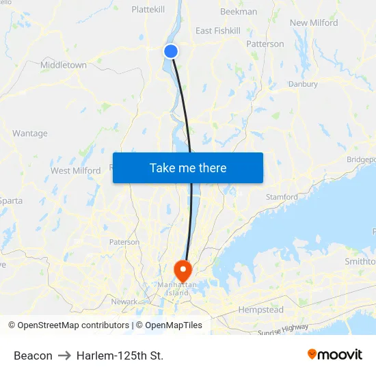 Beacon to Harlem-125th St. map