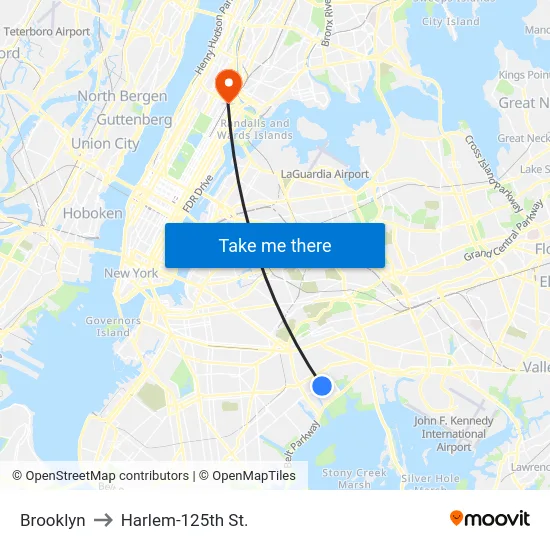 Brooklyn to Harlem-125th St. map