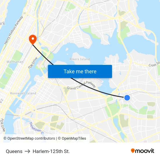 Queens to Harlem-125th St. map