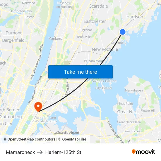 Mamaroneck to Harlem-125th St. map