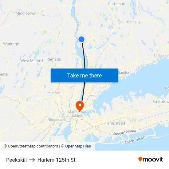Peekskill to Harlem-125th St. map