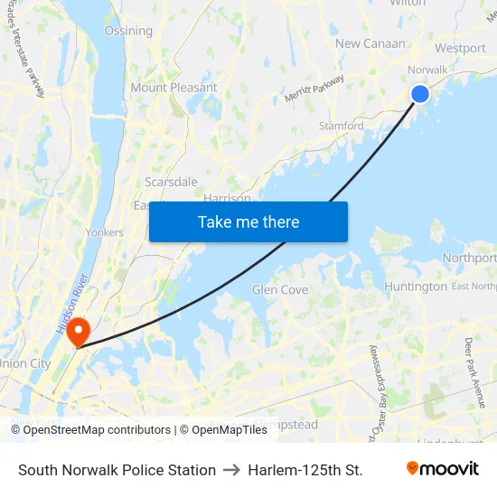 South Norwalk Police Station to Harlem-125th St. map