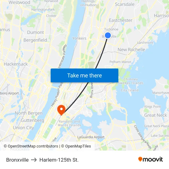 Bronxville to Harlem-125th St. map