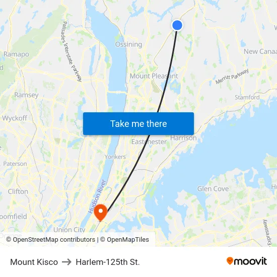 Mount Kisco to Harlem-125th St. map