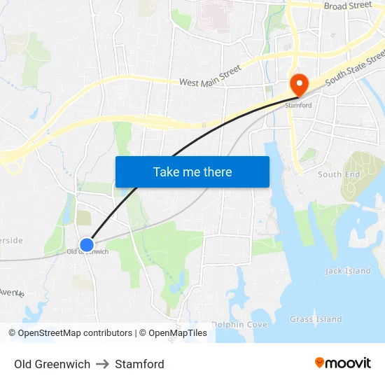 Old Greenwich to Stamford map