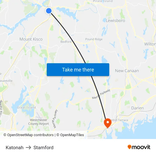 Katonah to Stamford map