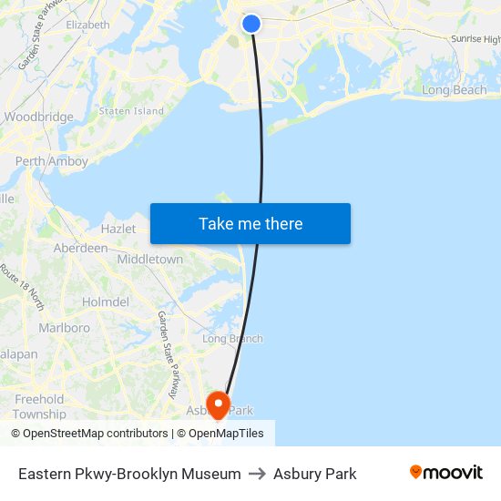 Eastern Pkwy-Brooklyn Museum to Asbury Park map